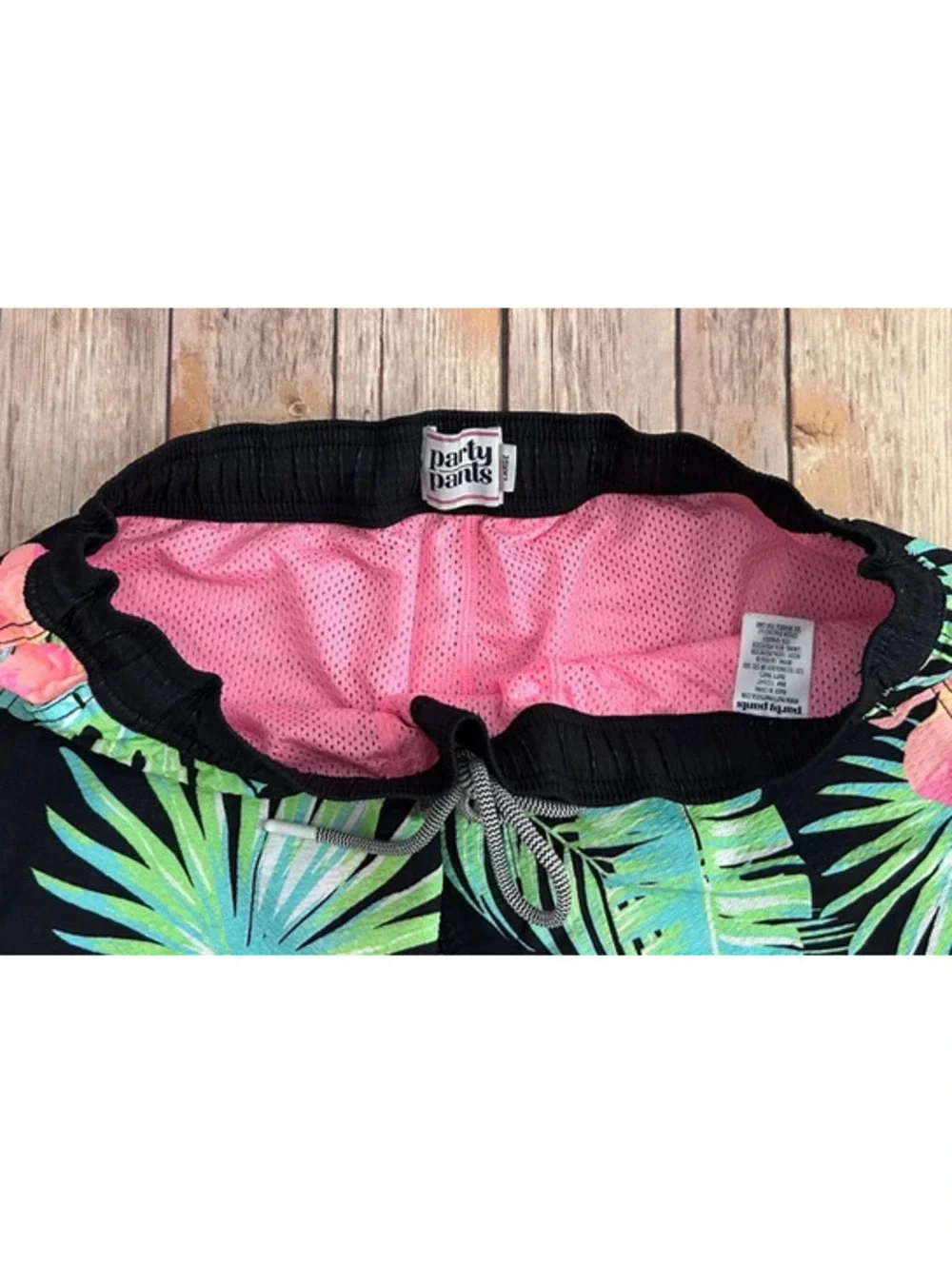 Party Pants Miami Vibes Neon Tropical Swim Beach Trunks Shorts Men’s XXL